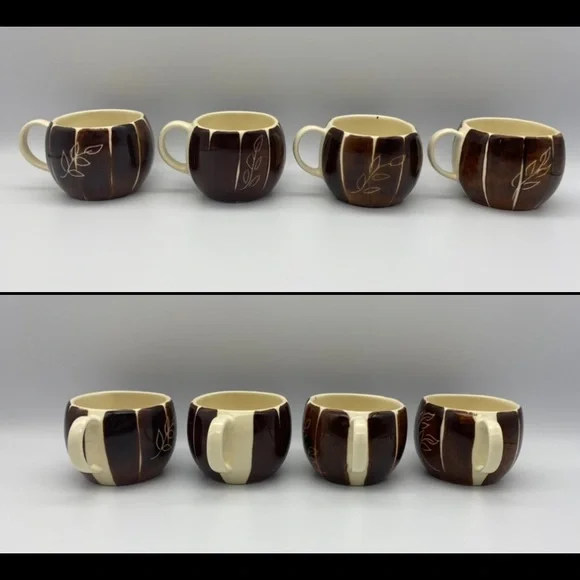 6 Piece Lot of Purinton Intaglio Brown Pottery - Picture 7 of 12